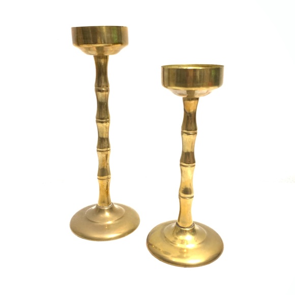 Vintage Other - Set of 2 Brass Gold Candlestick Holders